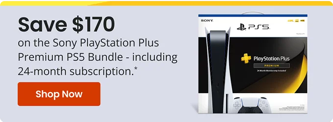 Save $170 on the Sony PlayStation Plus Premium PS5 Bundle - including 24-month subscription.* | Shop Now