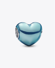 Metallic Sky Blue Heart Charm