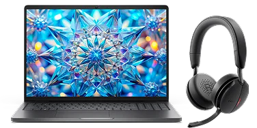 A Dell Pro 16 laptop and a Dell Pro Plus wireless ANC headset.