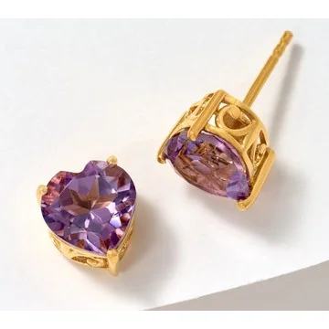 Affinity Gems Semi-Precious Gemstone Heart Cut Stud Earrings, SS