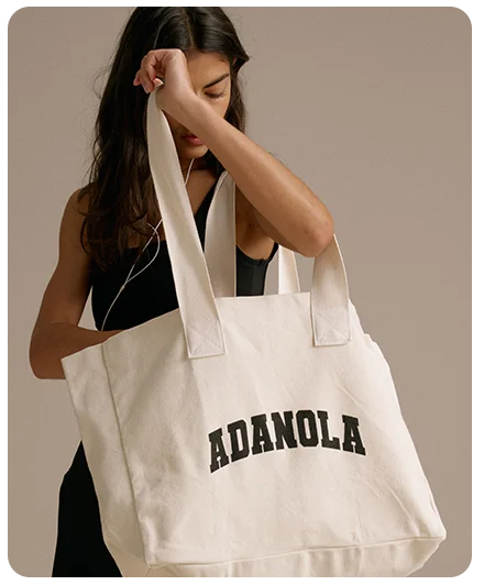 Varsity Tote Bag - Cream/Black