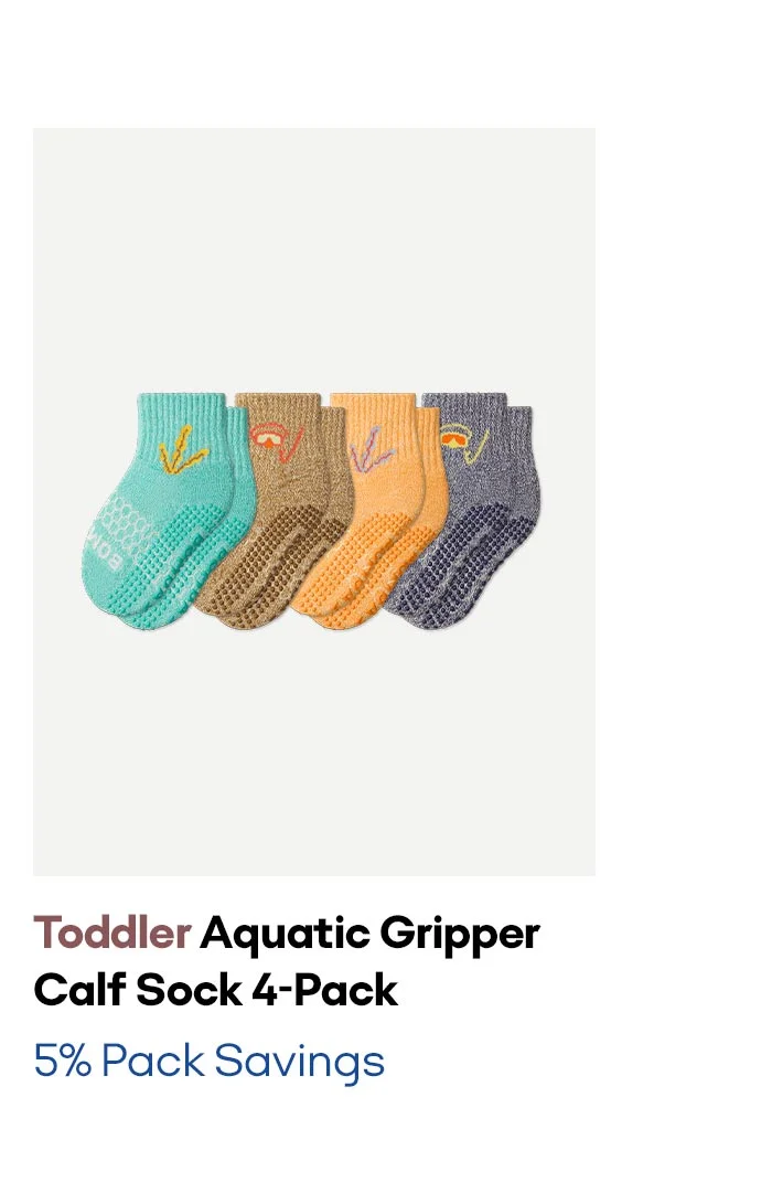 Toddler Aquatic Gripper Calf Sock 4-Pack | 5% Pack Savings