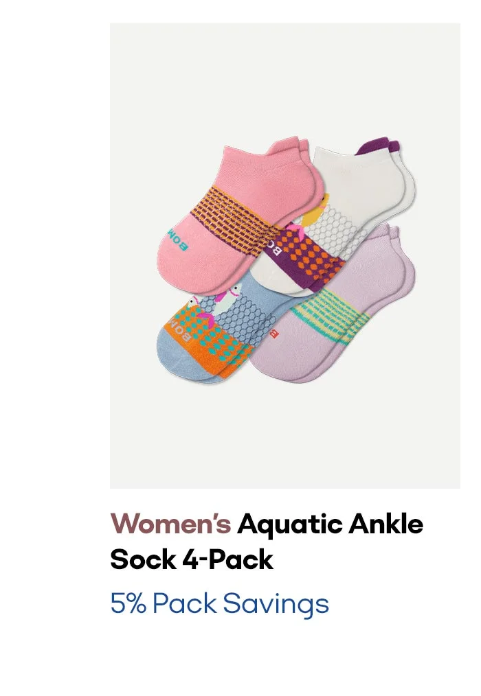 Women's Aquatic Ankle Sock 4-Pack | 5% Pack Savings