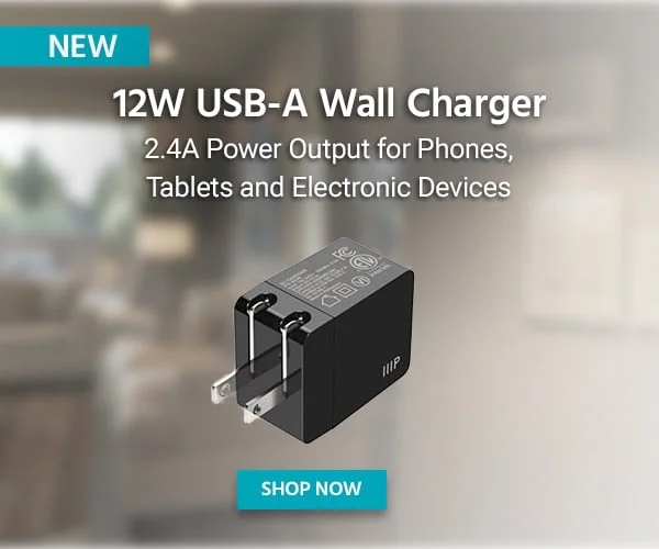 New: 12W USB-A Wall Charger. 2.4A Power Output For Phones, Tablets And Electronic Devices. Shop Now.