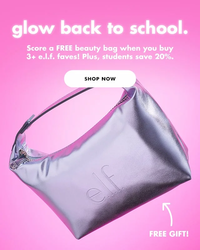 score a free beauty bag when you buy 3+ e.l.f. faves