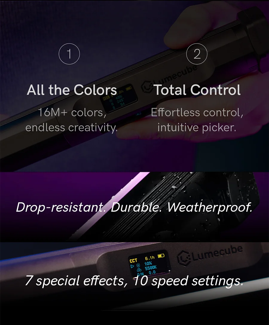 Features include 16M + colors, intuitive picker, drop resistant, durable, and etc.