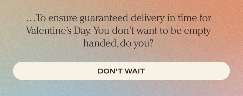 ... To ensure guaranteed delivery in time for Valentine's day. You don't want to be empty handed, do you? - Don't Wait