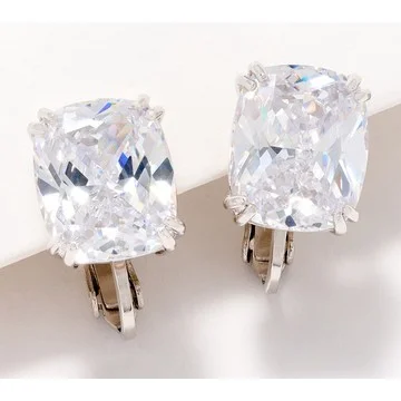 Diamonique x Jennifer Miller Cushion Clip-On Earrings, Sterling Silver