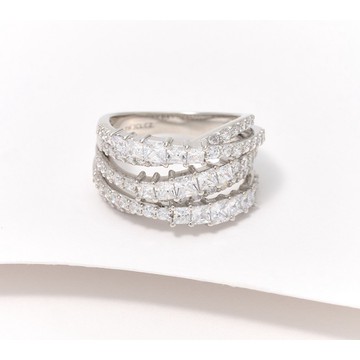 Diamonique x Jennifer Miller Graduated Half Eternity Ring, Sterling Silver