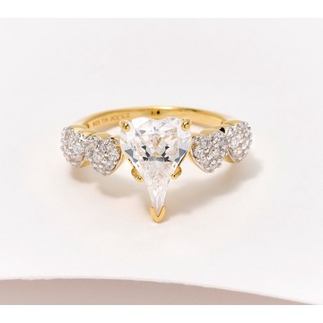Diamonique x Jennifer Miller Heart Ring with Pave Heart Band Sterling Silver