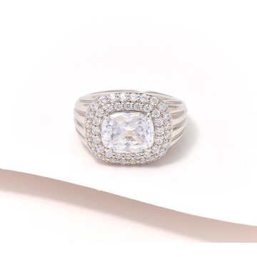 Diamonique x Jennifer Miller Cushion Statement Ring, Sterling Silver