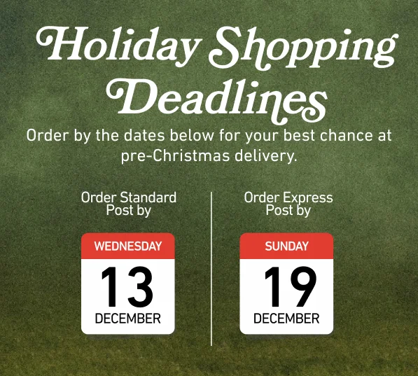 Holiday shopping deadlines