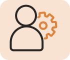 Person with a gear symbol icon