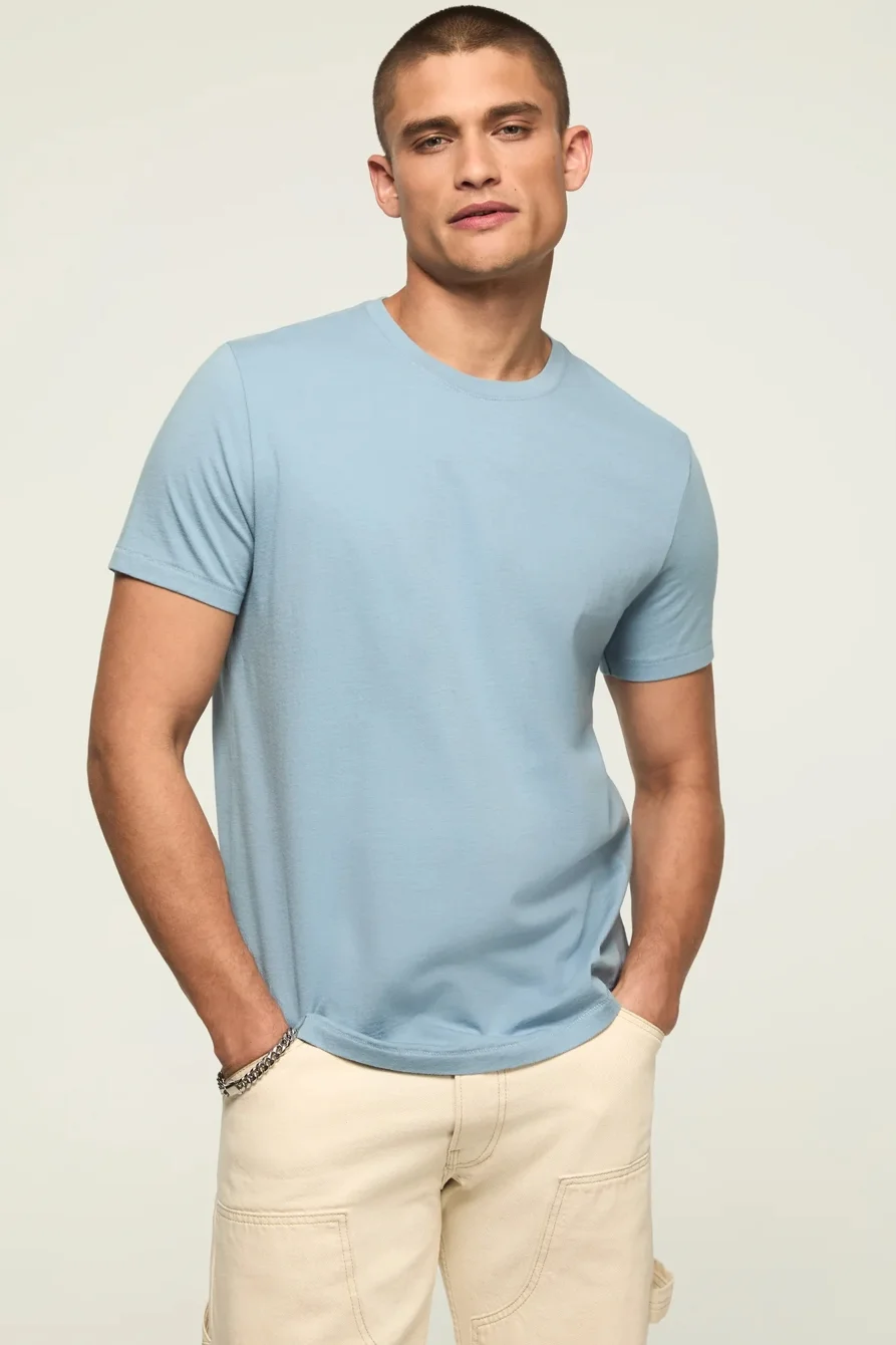 Image of Lucky Brand Supima Short Sleeve Crew Tee - Men's Clothing Tops Shirts Tee Graphic T Shirts in Black Iris