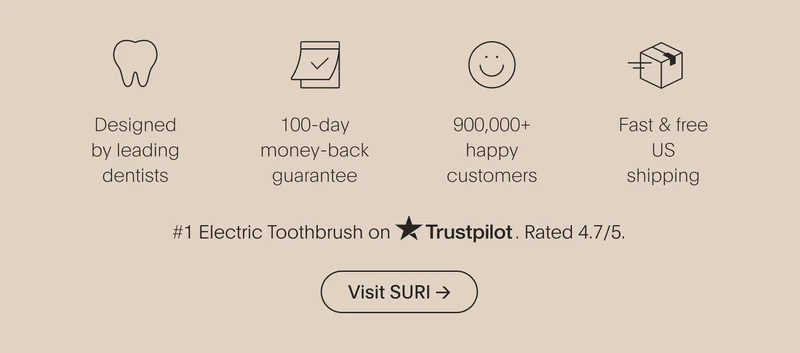 designed by leading dentists | 100-day money-back guarantee | 900,000+ happy customers | fast & free us shipping - visit suri