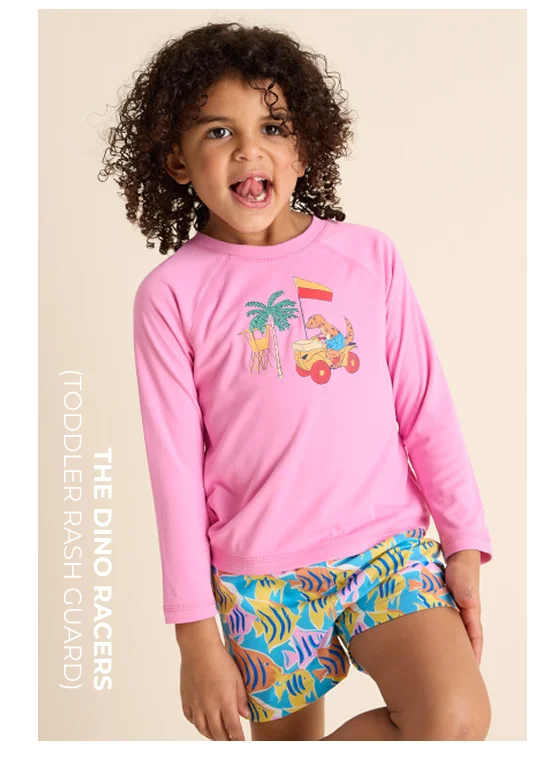 Toddler Rash Guard: The Dino Racers