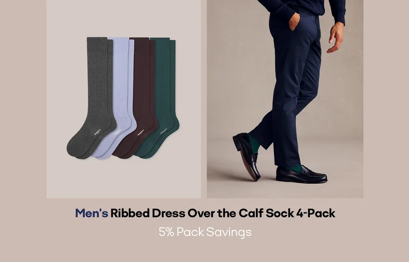 Men's Ribbed Dress Over the Calf Sock 4-Pack | 5% Pack Savings