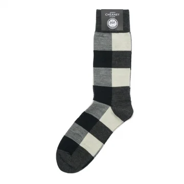 Charcoal Checked Merino Wool Socks