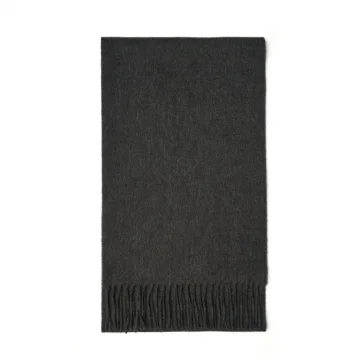 Charcoal Fringe Cashmere Scarf