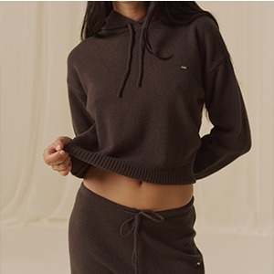 Lightweight Merino Wool Knit Hoodie - Coffee Bean