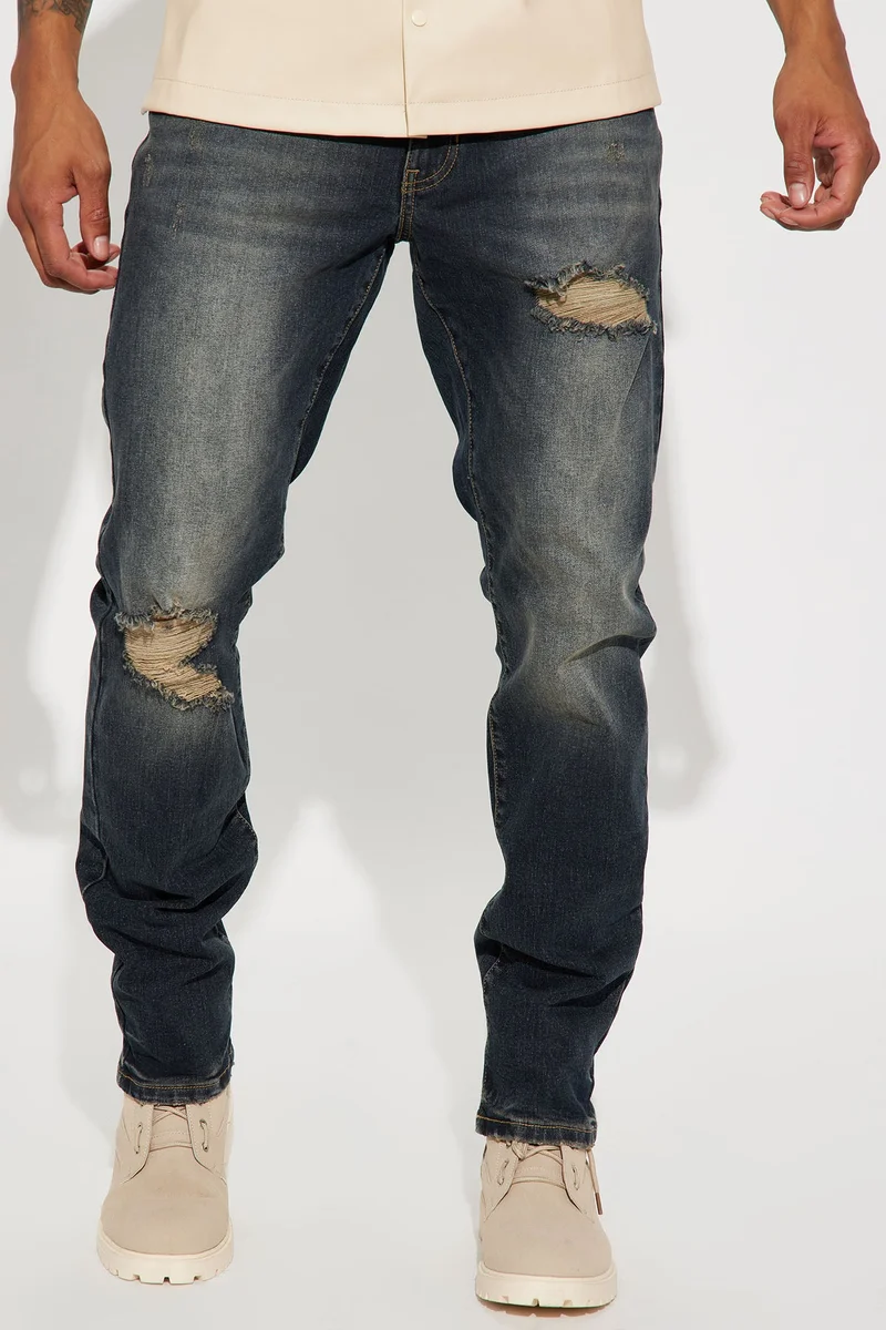 Image of Day To Day Distressed Slim Jeans - Dark Wash