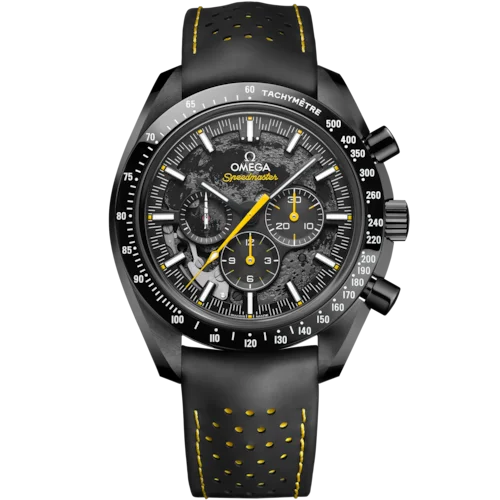 Speedmaster Dark Side of the Moon 44.25 mm, black ceramic on rubber strap - Apollo 8