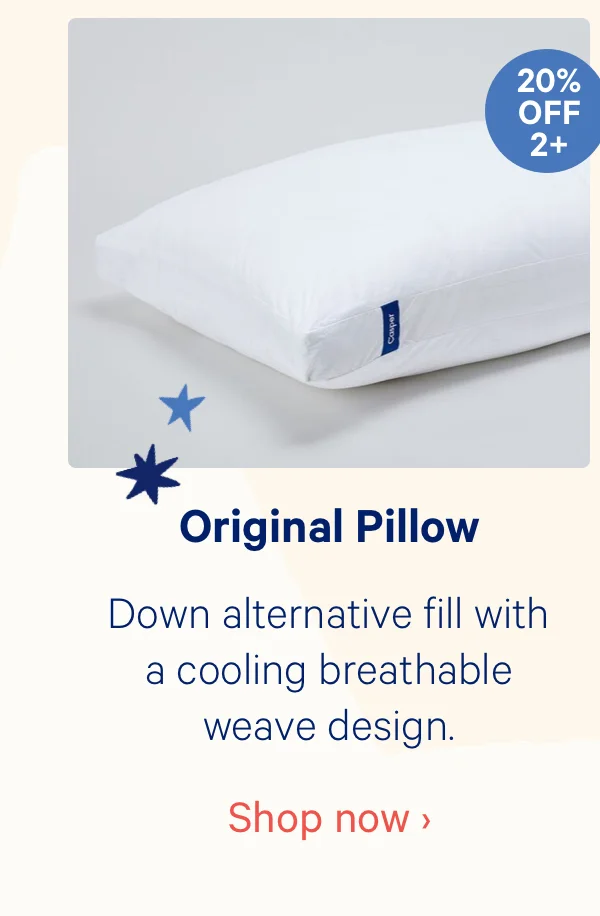Original Pillow; Down alternative fill with a cooling breathable weave design.