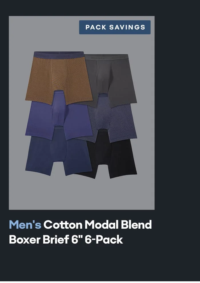 PACK SAVINGS | Men's Cotton Modal Blend Boxer Brief 6 inch 6-Pack