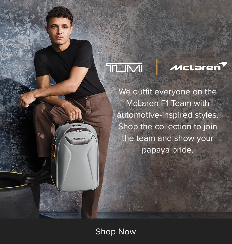 We outfit everyone on Team McLaren with automotive-inspired styles. Shop the TUMI | McLaren collection to join the team and show your papaya pride.
