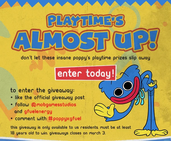 PLAYTIME' ALMOST UP! ENTER TODAY!