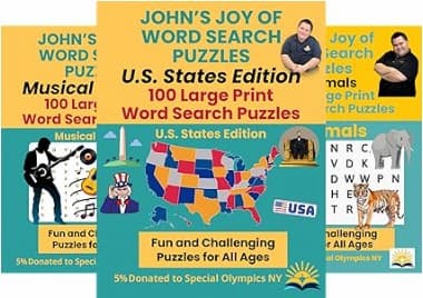 Covers of John's 3 Word Search Puzzle Books