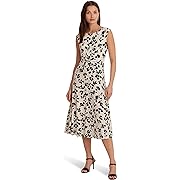 Floral Belted Bubble Crepe Dress