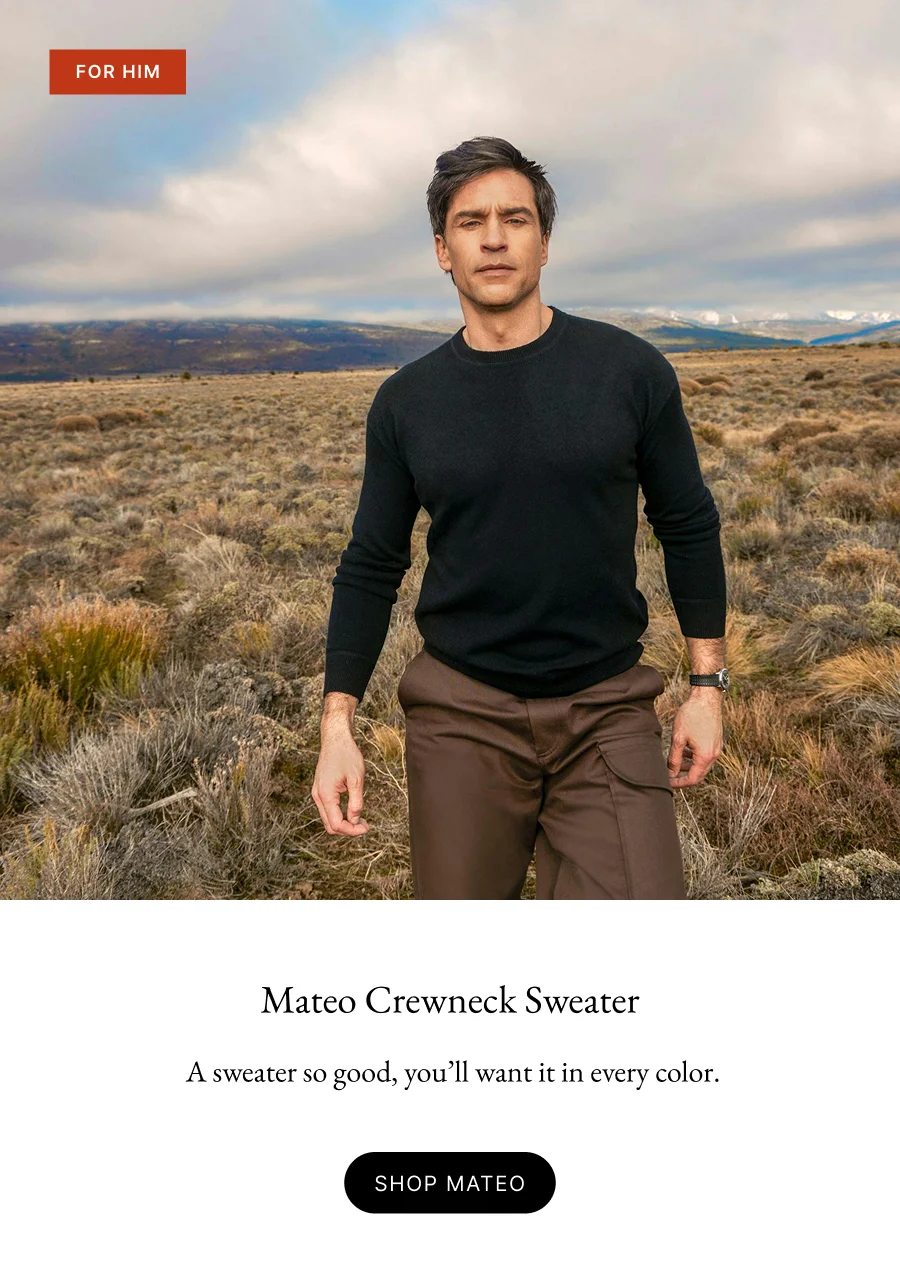FOR HIM: Mateo Crewneck Sweater A sweater so good, you’ll want it in every color.
