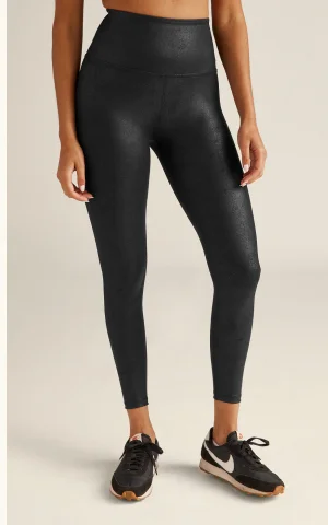 Leatherette High Waisted Midi Legging