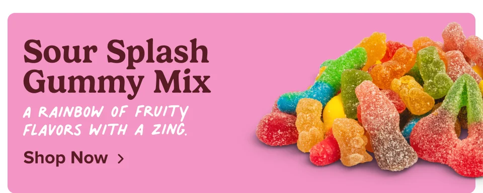 Sour Splash Gummy Mix - A rainbow of fruity flavors with a zing; Shop Now