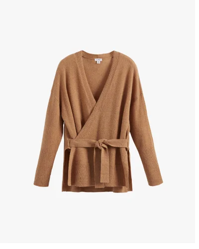Single Origin Cashmere Wrap Sweater Camel
