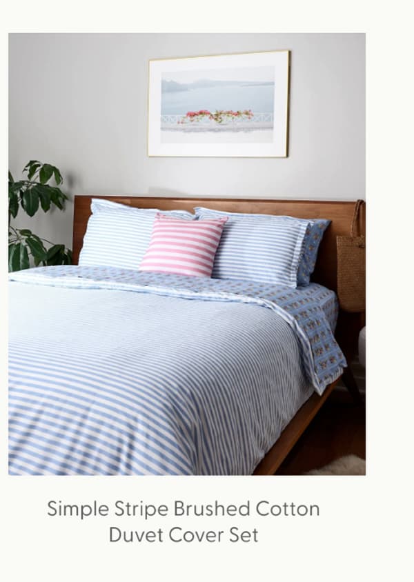 Simple Stripe Brushed Cotton Duvet Cover Set