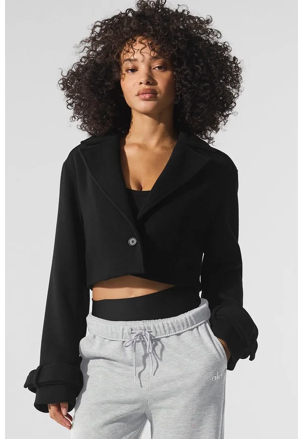 Wool Cropped Metro Trench - Black - Black / S