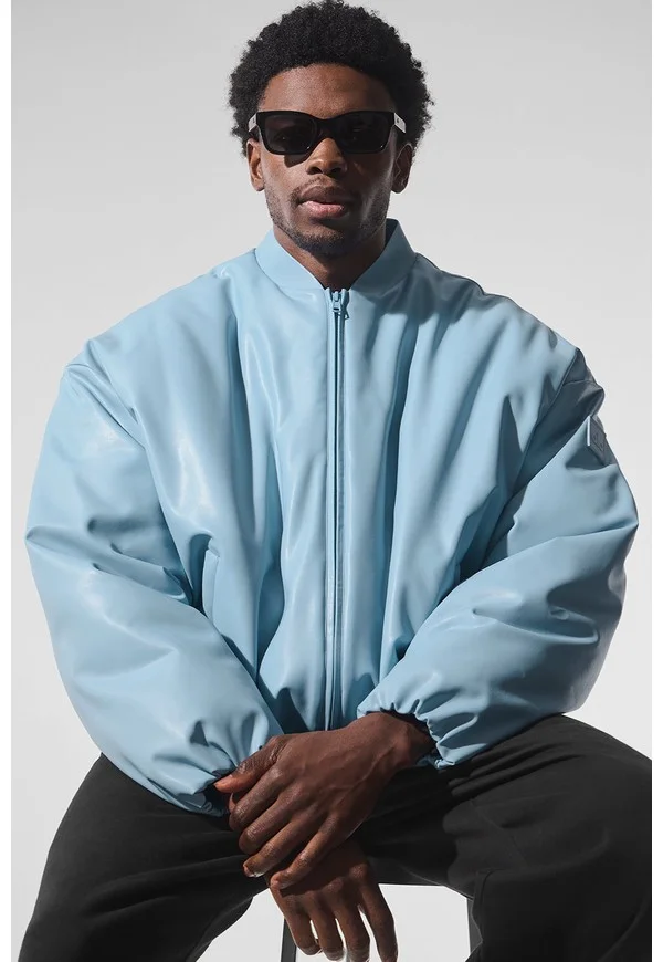 Faux Leather Premier Bomber - Celestial Blue - Celestial Blue / S