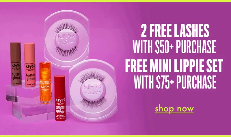 2 FREE LASHES WITH $50+ PURCHASE + FREE MINI LIPPIE SET WITH $75+ PURCHASE