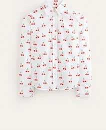 Sienna Cotton Shirt - Ivory, Cherry Vine