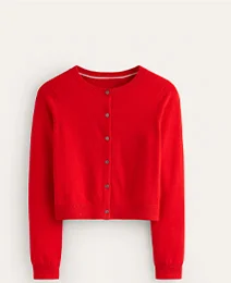 Eva Cashmere Cropped Cardigan - Flame Scarlet