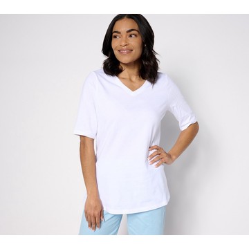 Denim & Co. Essentials Regular True Cotton Jersey V-Neck Tunic