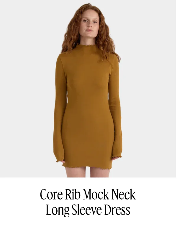 Core Rib Mock Neck Long Sleeve Dress