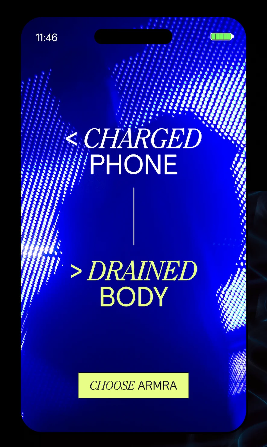CHARGED PHONE. DRAINED BODY.