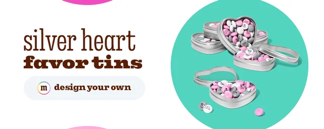 SILVER HEART FAVOR TINS