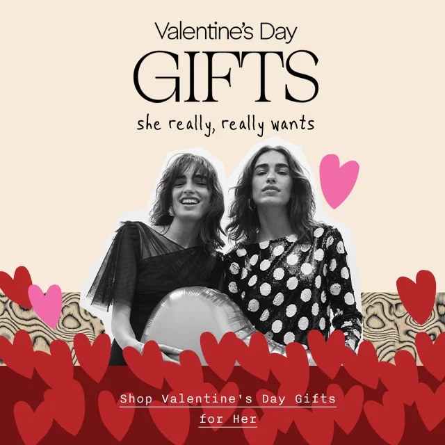 Valentine's Day gifts she really, really wants. Two women holding a heart balloon.