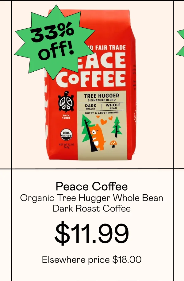 Organic Tree Hugger Whole Bean Dark Roast Coffee