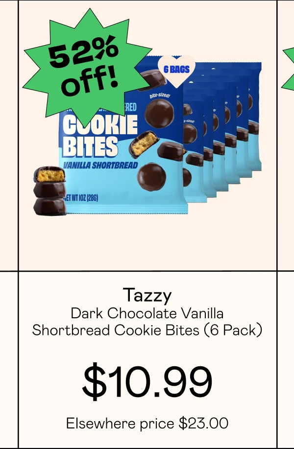 Dark Chocolate Vanilla Shortbread Cookie Bites (6 Pack)