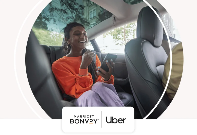 Marriott Bonvoy and Uber logos.